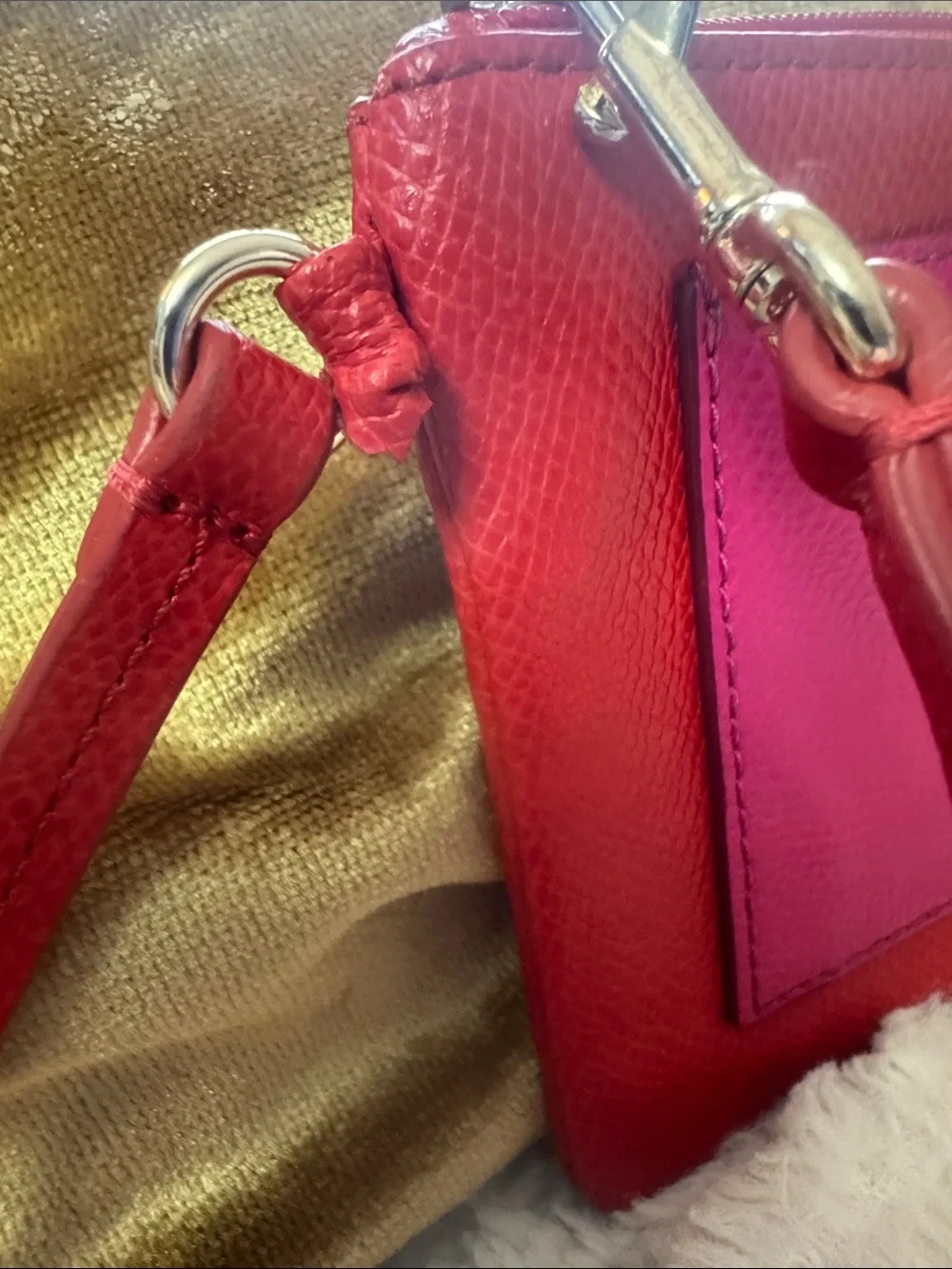 Coach Bi-Color Crossgrain Leather Small Corner Zip Wristlet